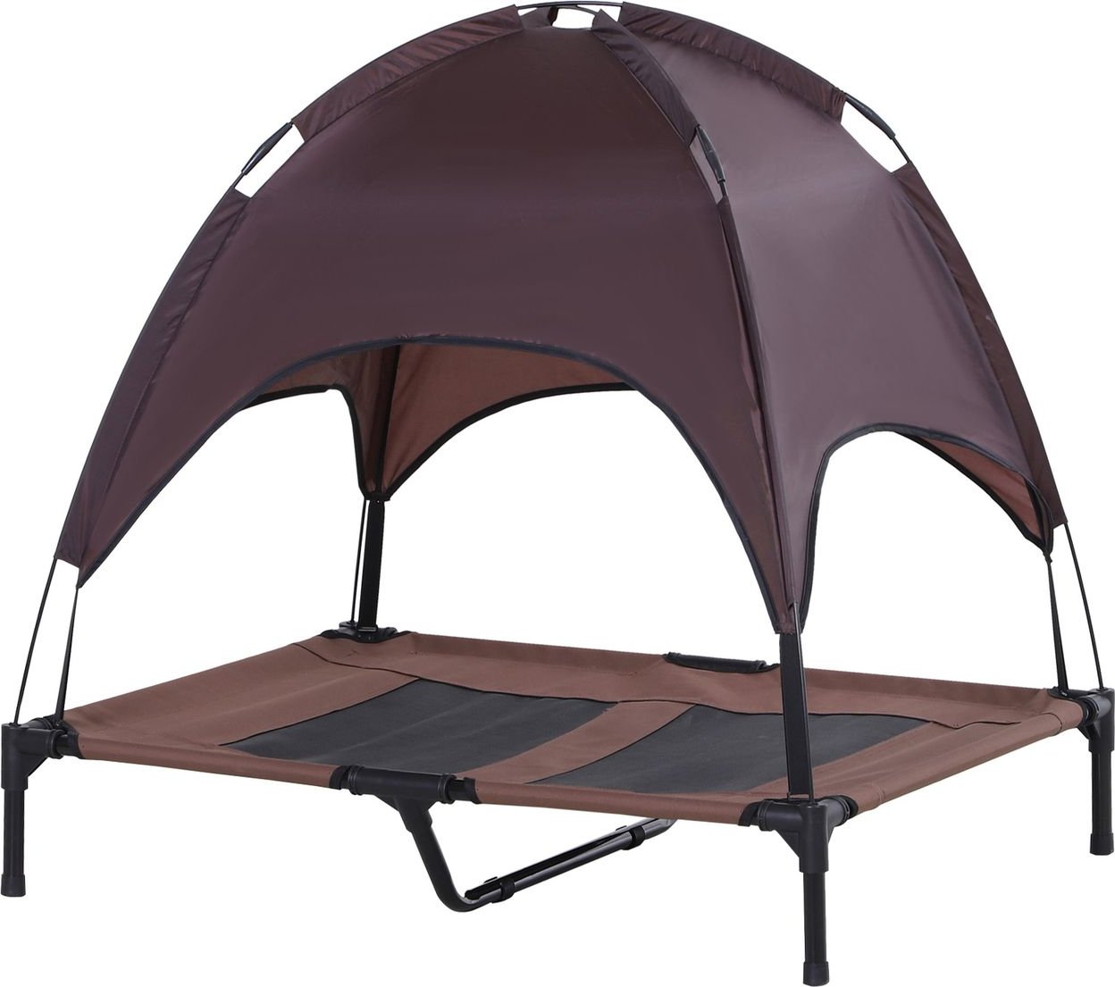 Haustierbett mit Baldachin Erhöhtes Hundebett Hundeliege outdoor Kaffee