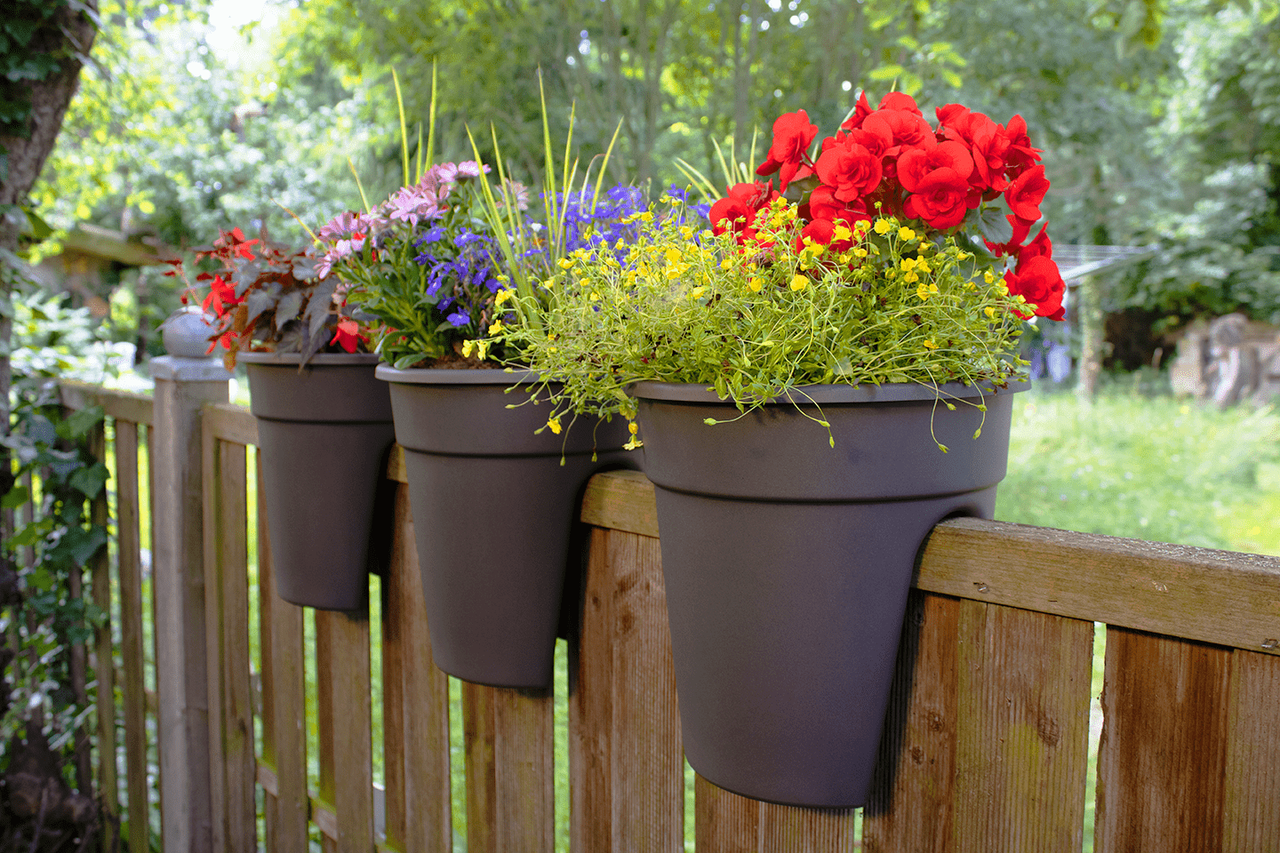 KHW Geländerblumentopf Flowerclip, 3er Set, anthrazit