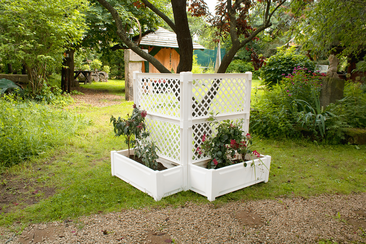KHW Pflanzkasten groß mit Spalier (2-tlg.) 100 cm, weiß, 2er Set