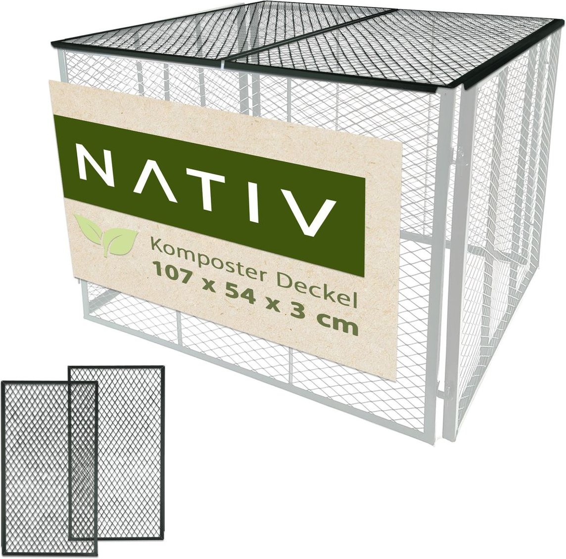 Deckel für Metallkomposter 107x54 cm grün, zweiteilig aus Stahl