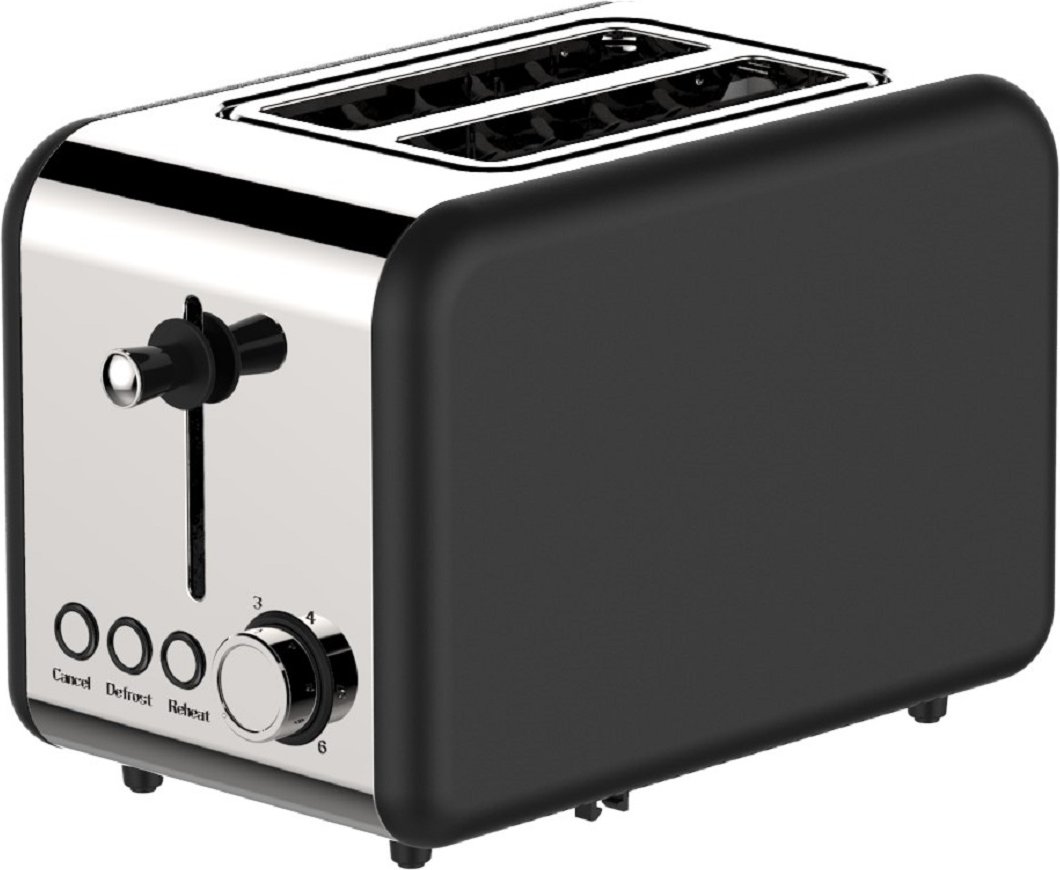 Schwarzer Retro-Toaster – 2-Scheiben, 850 Watt