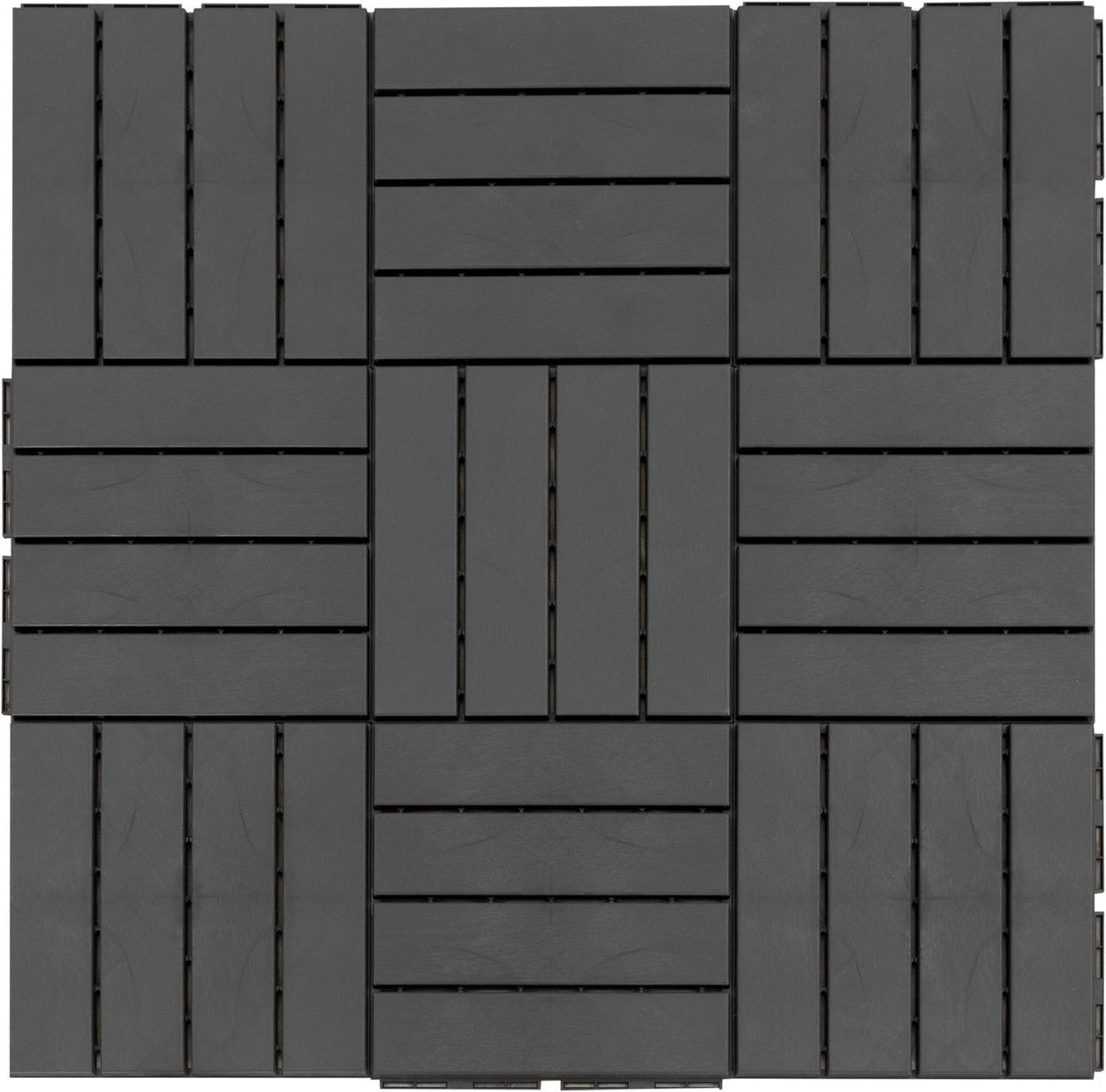 9er Set Terassenfliesen Balkon Patio 30x30 cm Bodenbelag Innen Außen Kunststoff Schwarz