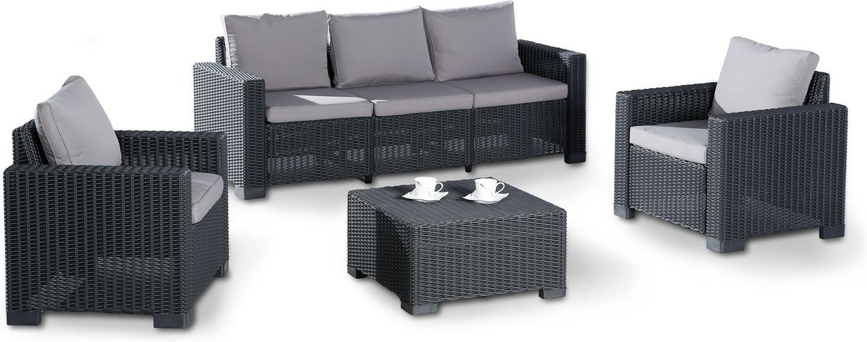 4-tlg. Lounge Gruppe Mombasa graphit/hellgrau