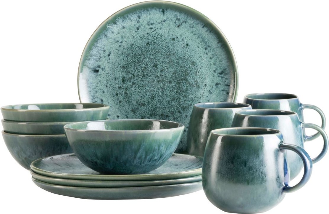 Serie Carellia, Frühstücksset für 4 Personen, Steinzeug, Blau