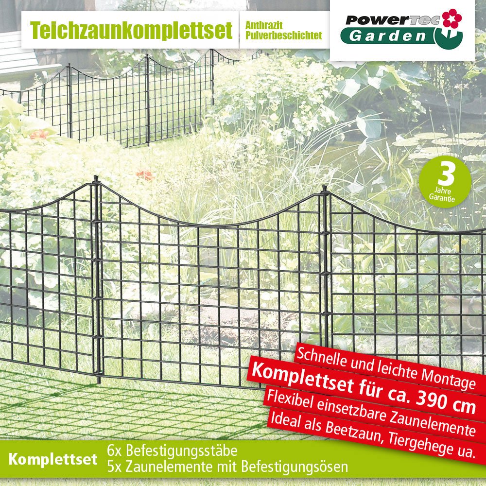 Thumbnail - 11tlg. Teichzaun Unterbogen, ca. 390 x 52,5 cm - Anthrazit