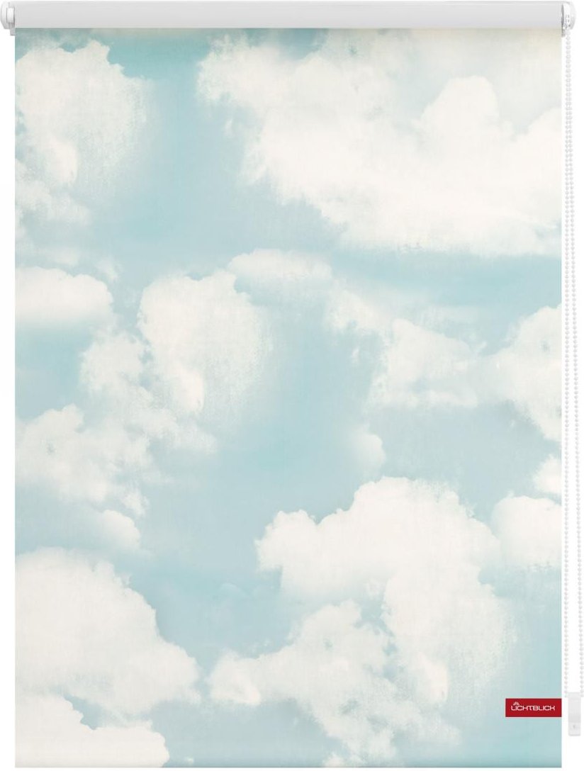 Rollo Klemmfix, ohne Bohren, blickdicht, Wolken - Blau, 120 x 150 cm (B x L)