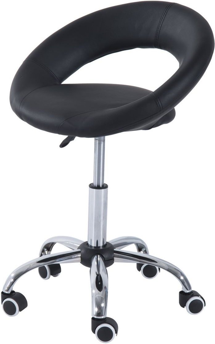 Thumbnail - Rollhocker Arbeitshocker Drehhocker Bürostuhl verstellbar, PU+Metall, Schwarz, 50 x 54 x (66-78) cm