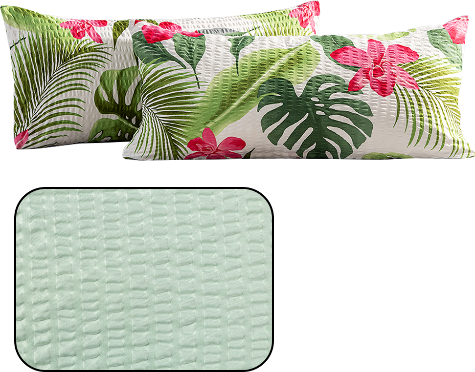 Mikrofaser-Seersucker-Kissenbezüge 2er-Set, je ca. 40 x 80 cm