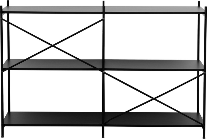 Holz-Metall-Regal, ca. 140 x 44 x 90 cm - Schwarz