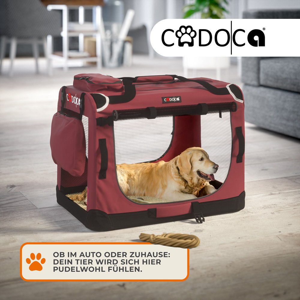 Cadoca Tiertransportbox M 60x42x44cm dunkelrot