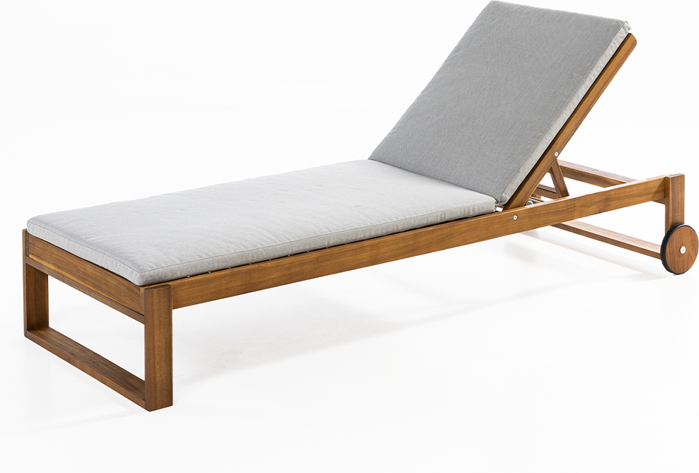 Garten-Sonnenliege inkl. Kissen aus Akazienholz, ca. 197 x 71 x 30 cm - Braun