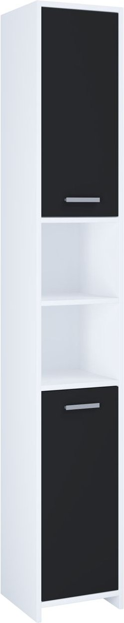 Hochschrank mit 2 offene Regalfächer Zalo L Weiß/Schwarz