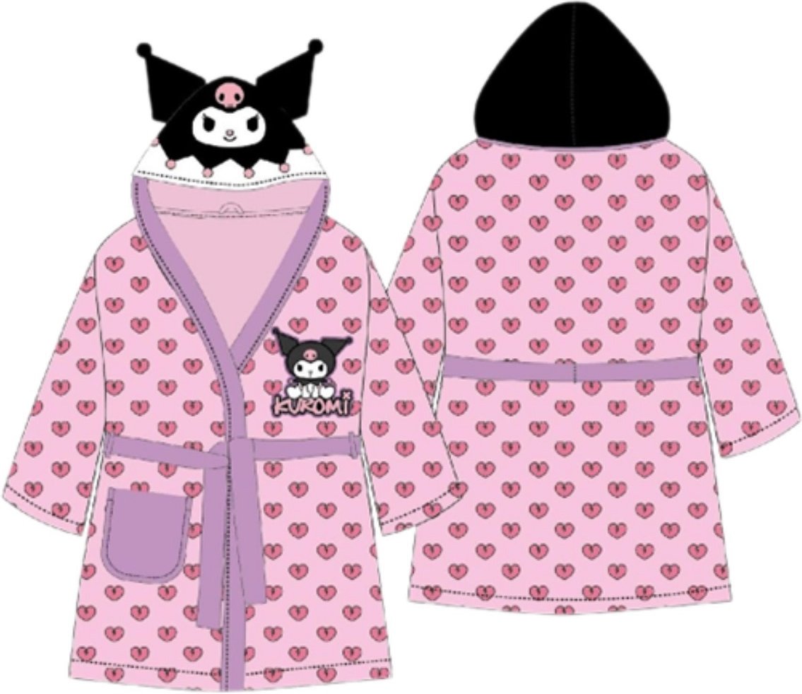 Kuromi Kapuzenbademantel für Kinder Rosa 98/104 mit Tasche