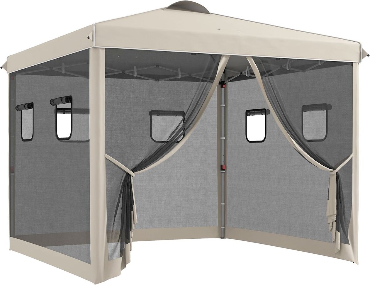 Faltpavillon ca. 3x3m Pavillon mit 4 Netzvorhängen, Gartenpavillon mit UV-Schutz