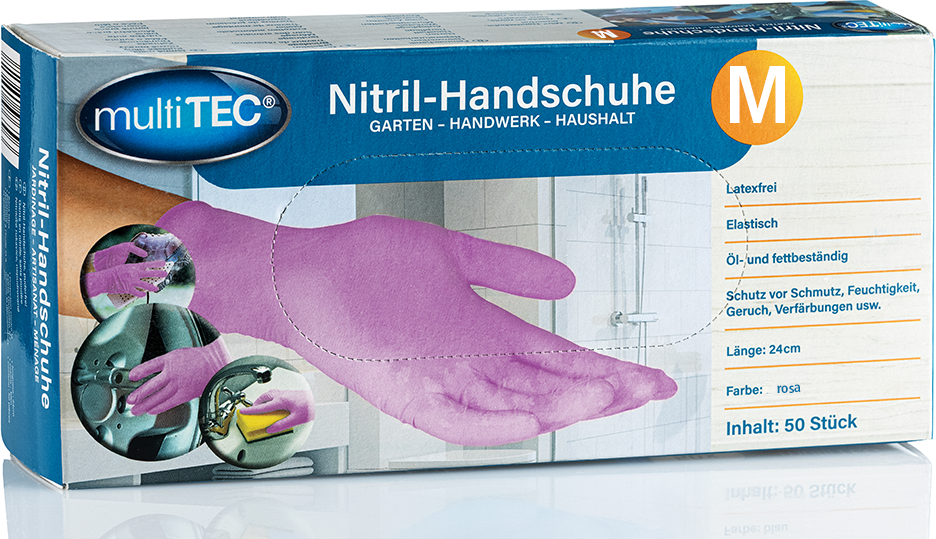 Nitril-Einweghandschuhe, Rosa, Größe M - 50er-Pack