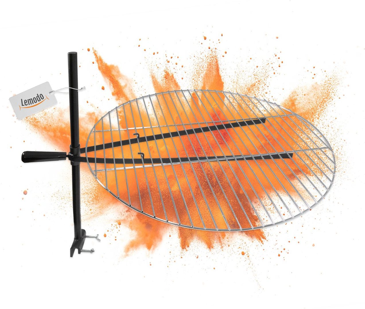 Grillgitter mit Halterung für Feuerschale, höhenverstellbarer Grillrost Ø55cm, schwenkbar