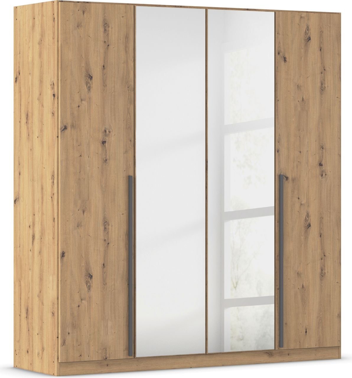 rauch Alba Kleiderschrank 4-türig, mit Spiegel, Farbe Eiche Artisan Breite 181 cm