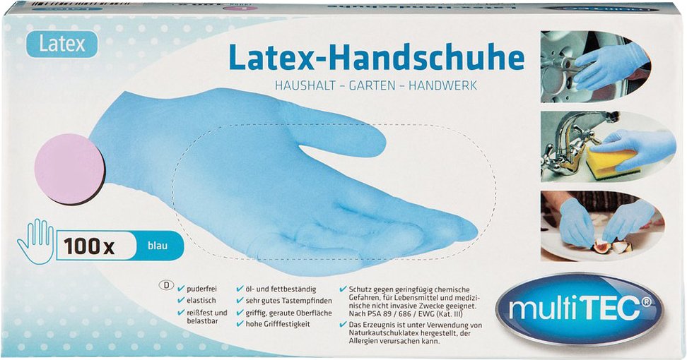 Latex-Einmalhandschuhe, Blau, Größe M - 100er Set