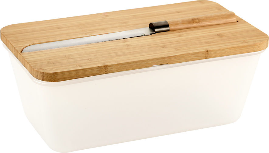 Brotbox, transparent, mit Messer