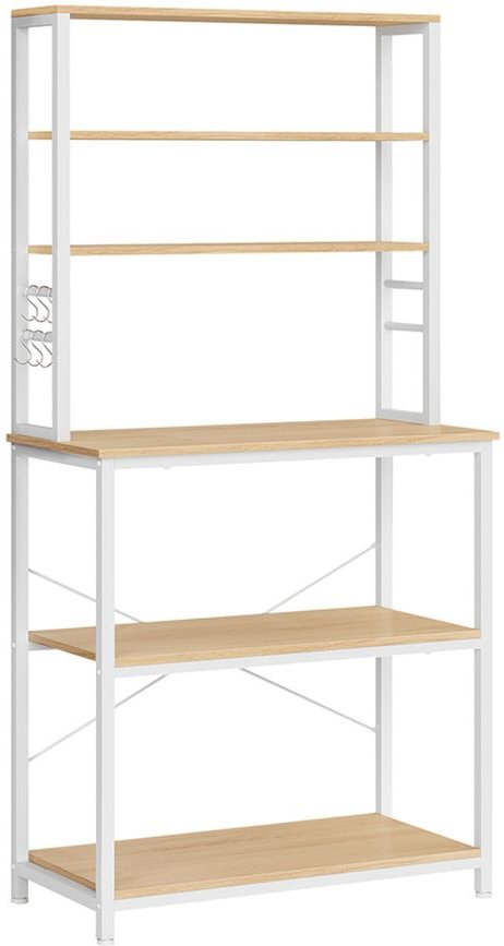 Küchenregal mit 6 Regalebenen und 6 Haken