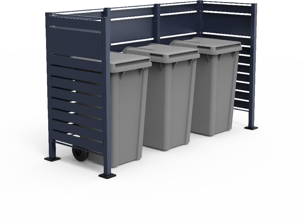 XXL Mülltonnenverkleidung für 3 Mülltonnen aus Edelstahl, ca. 405 x 150 x 5 cm - Anthrazit