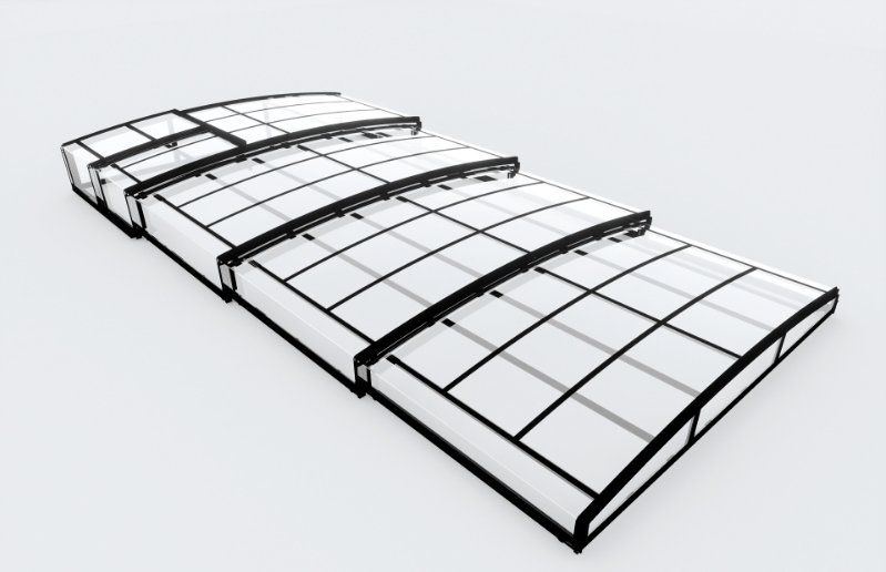 Poolüberdachung "Aqualina" aus Aluminium, ca. 8,81 x 3,26 x 0,8 m