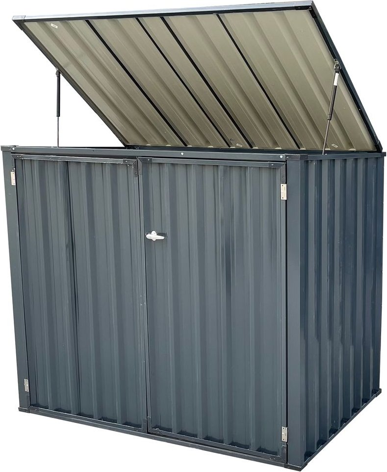 2er Mülltonnenbox mit aufklappbaren Dach, ca. 158 x 101 x 130/137 cm - Anthrazit