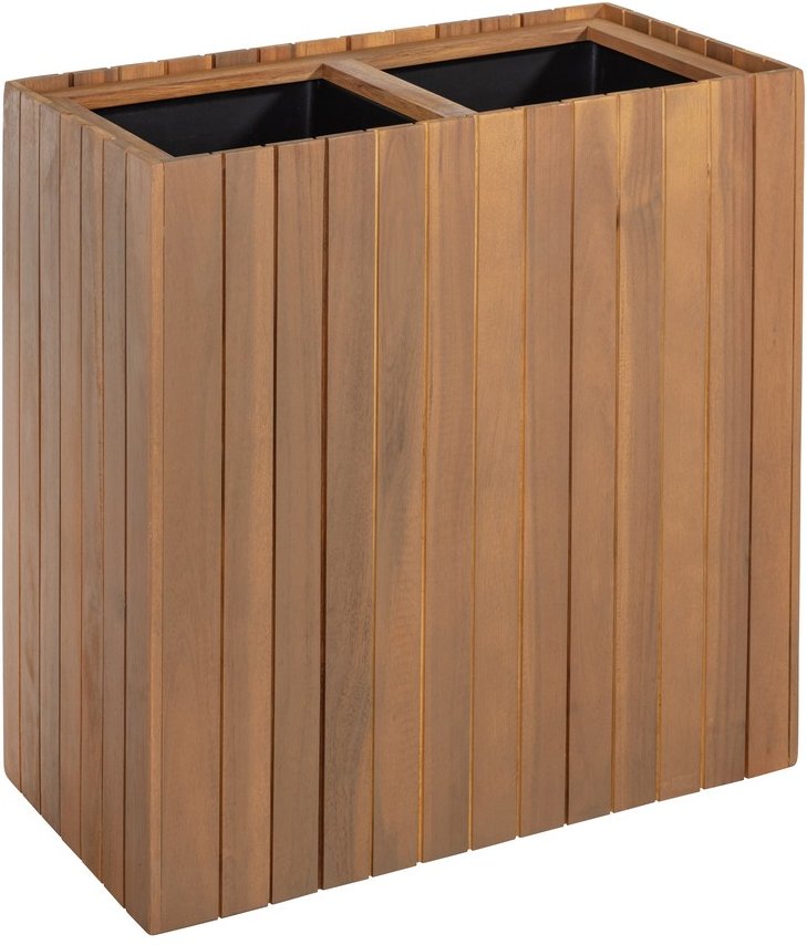 Pflanzkübel geölt aus Akazienholz für 2 Pflanzen, quadratisch, ca. 57 x 30 x 64 cm - Braun