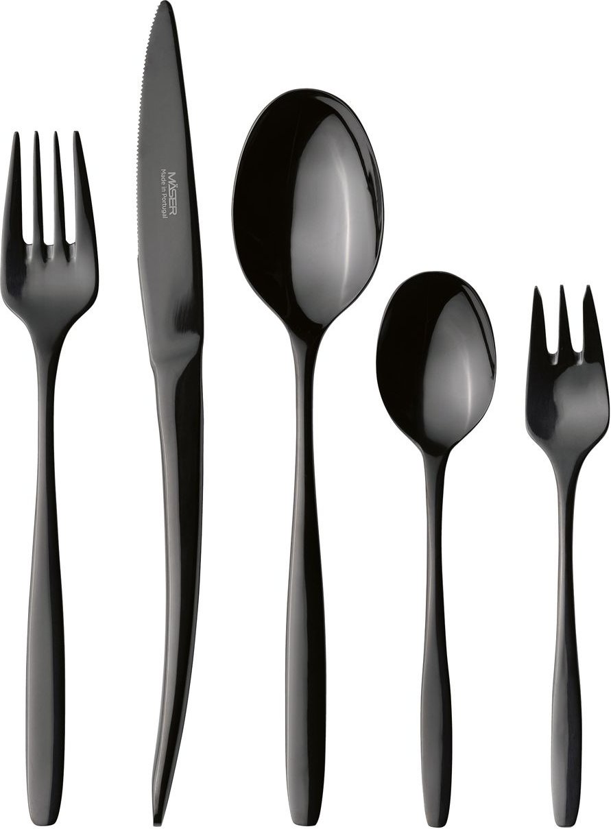 Serie NIGRAN, Besteck-Set, Edelstahl Besteck-Set für 6 Personen, Schwarz