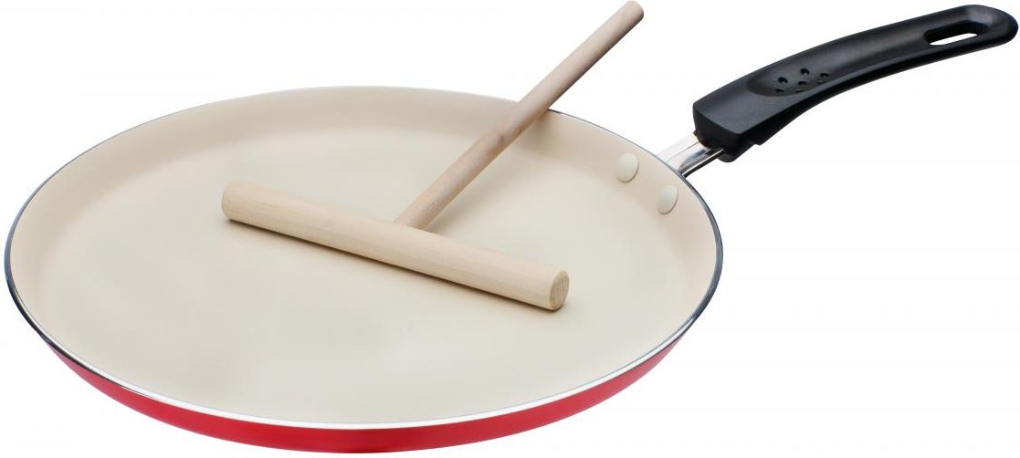 Thumbnail - Crepe-Pfanne mit Teigverteiler 26cm rot/creme