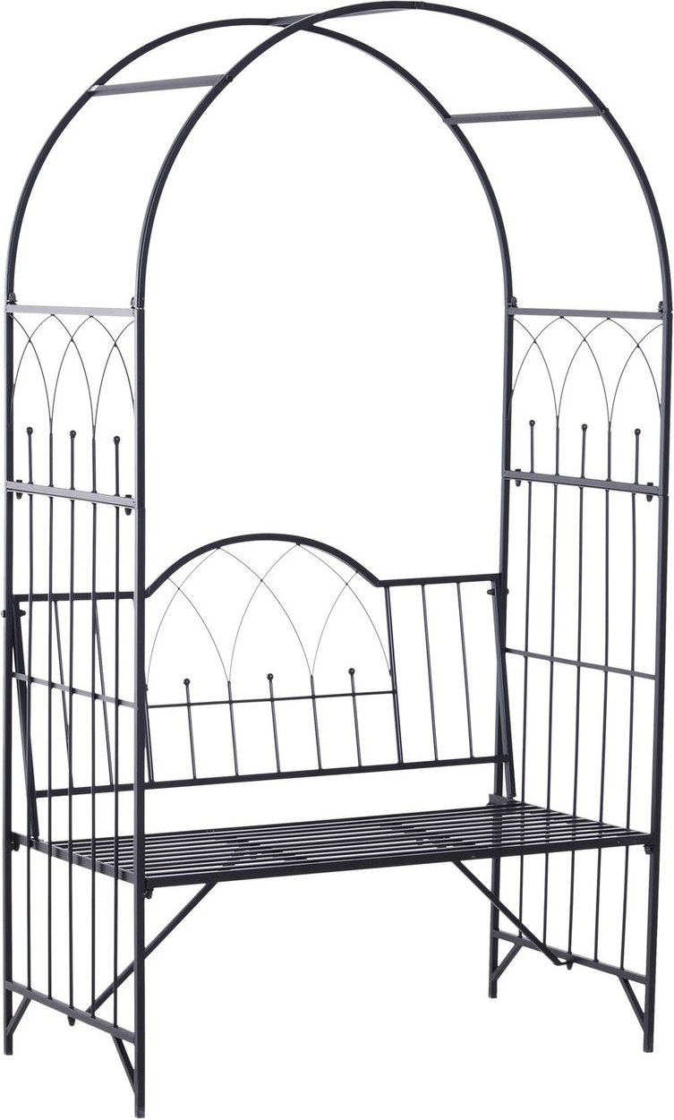 Rosenbogen mit Bank Schwarz 115 x 59 x 203 cm