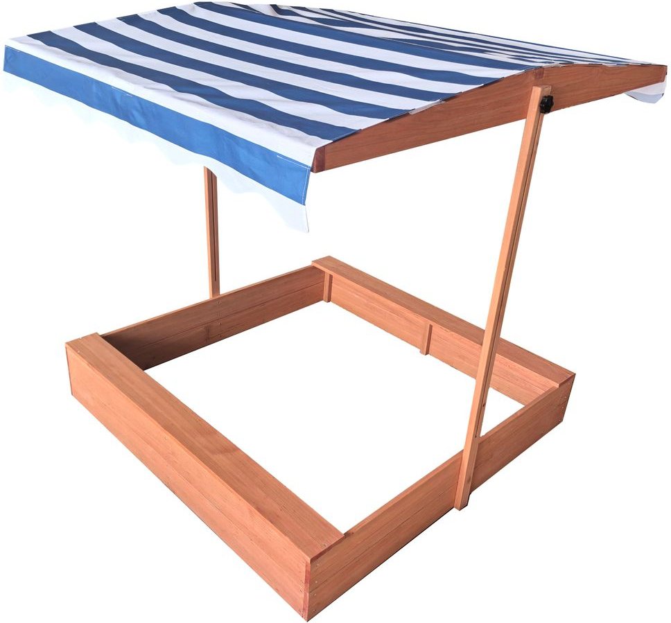 Sandkasten Sandkiste Holz mit verstellbarem Dach 120x120 cm