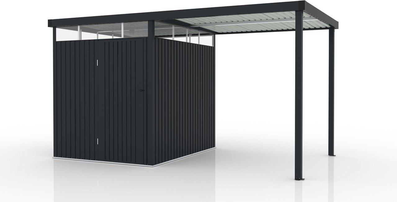 Metallgerätehaus 4.7㎡ Skylight mit 5.3㎡ Carport-Erweiterung 422 x 239 x 227 cm