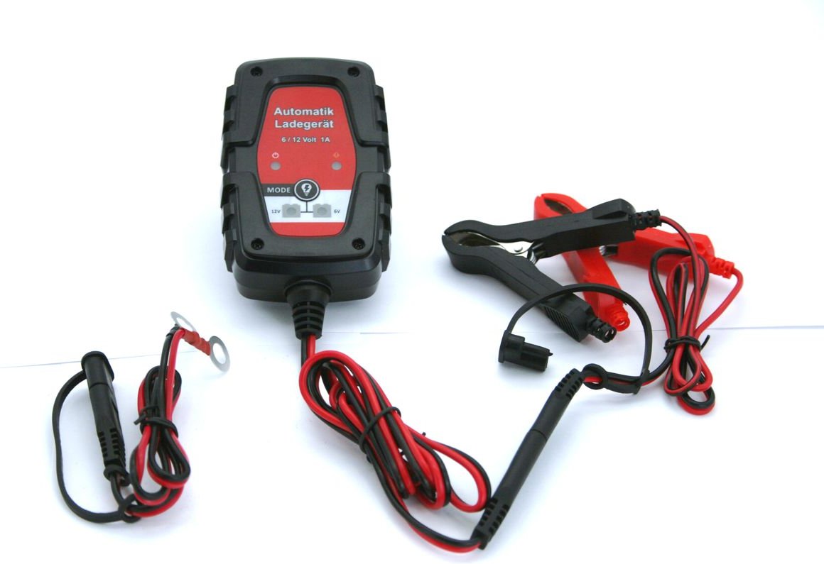 Vollautomatisches Batterieladegerät für Auto & Motorrad 1A, 6/12 Volt