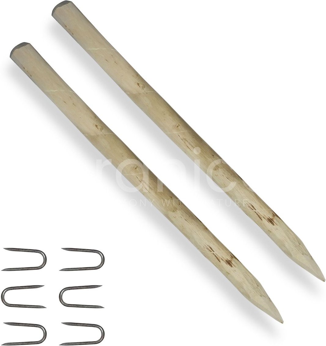 Zaunpfahl Haselnussholz Höhe 120cm 2 Stk. Zaun Pfosten Durchmesser 6-8 cm