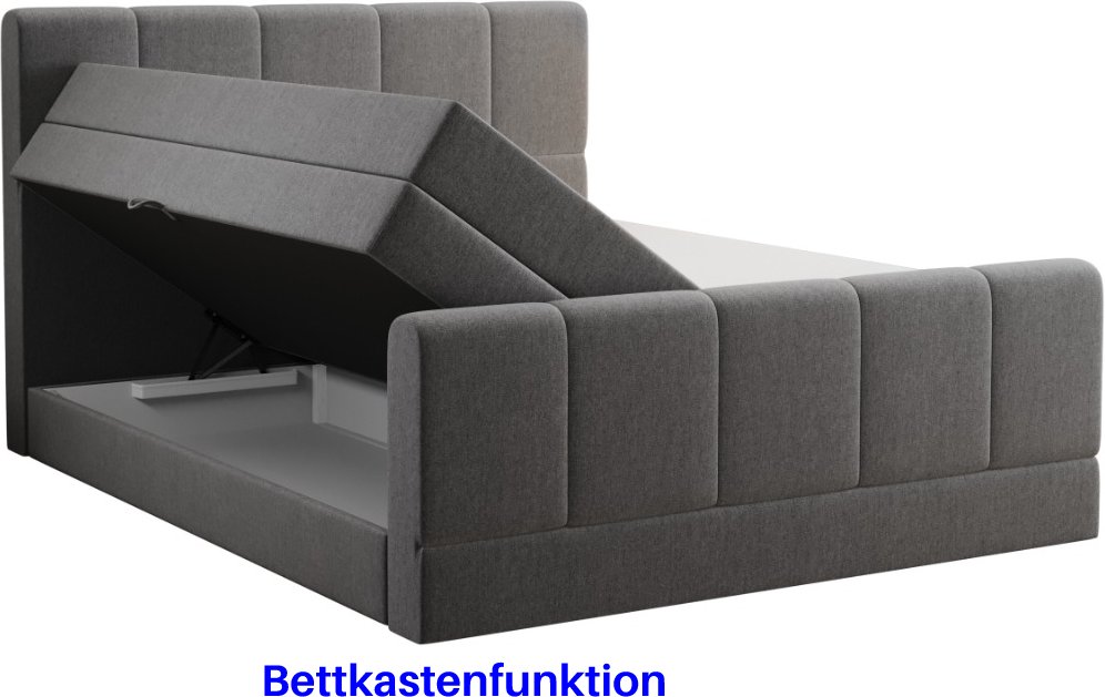 Thumbnail - Boxspringbett Dublin mit Bettkasten Taschenfederkern 180x200cm Anthrazit