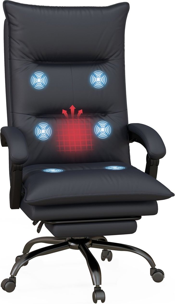 Thumbnail - Vinsetto Massage-Bürostuhl, Schreibtischstuhl mit Heizfunktion, Liegefunktion