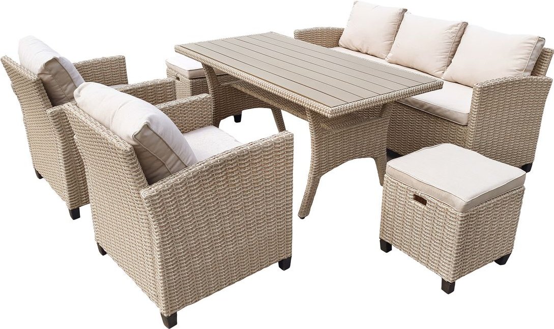 6tlg. Ecklounge Dining-Lounge "Prato II" beige