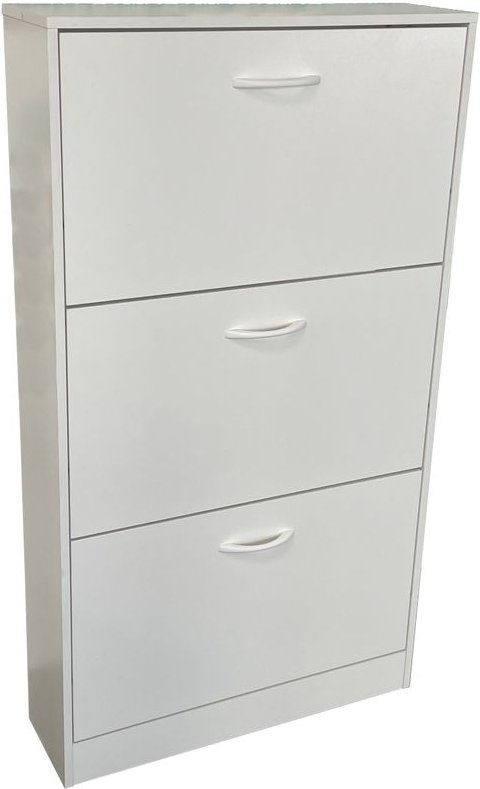Schuhschrank mit drei Schubladen, ca. 59 x 105 x 17 cm - Weiß