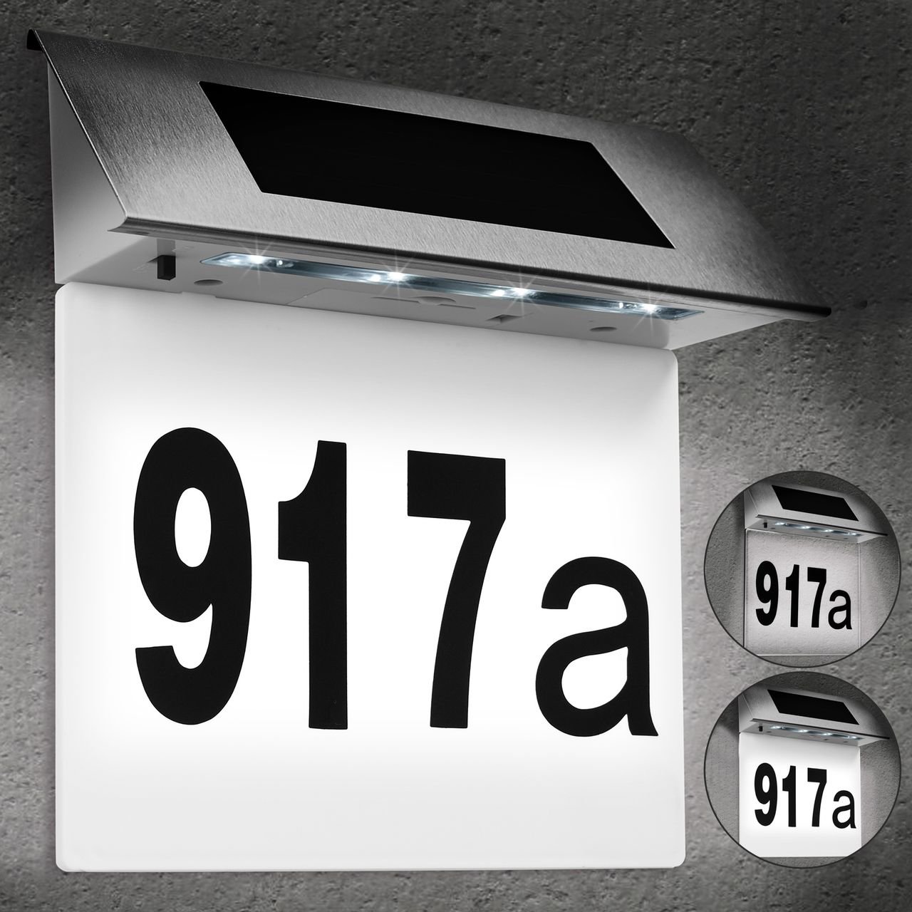 Deuba Solar Hausnummer 19 x 18,5 x 6cm transparent