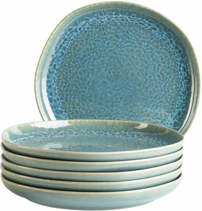 Thumbnail - Serie Cordelia, Dessertteller, 6-er Set, Keramik, Grün / Blau