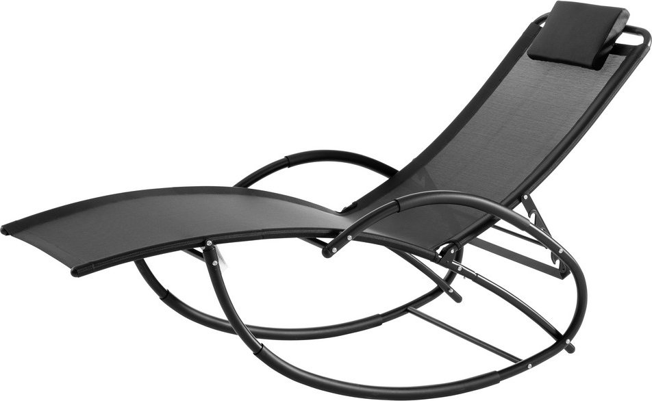 Garten-Schwungliege mit 4-fach Verstellung, ca. 177-143 x 63 x 64-106 cm – Schwarz
