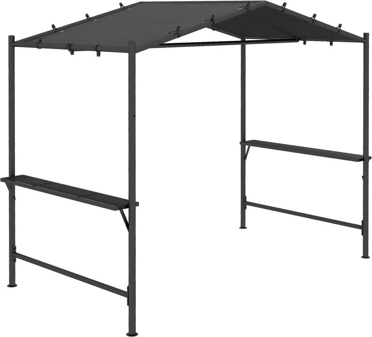 Outsunny Grillpavillon, ca. 3 x 1,5m Grillüberdachung mit 2 Seitenablagen Grau