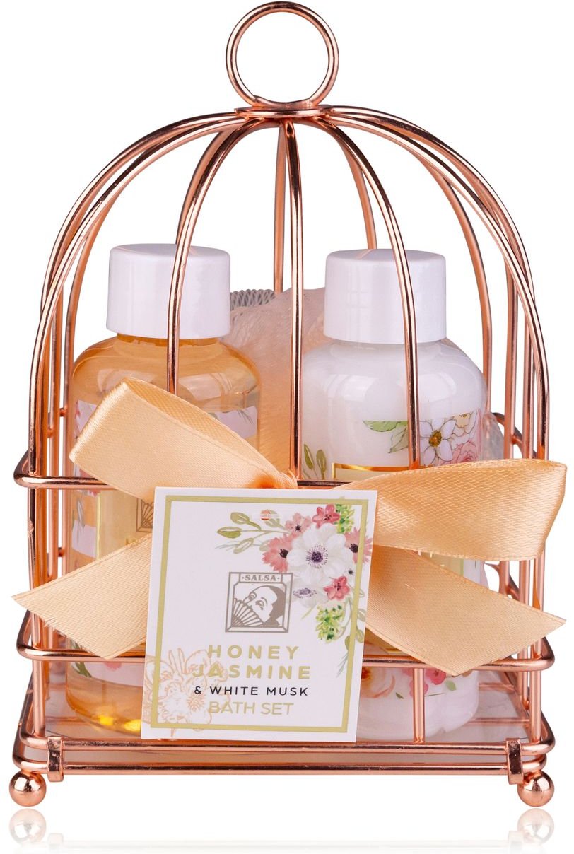 Badeset HONEY JASMINE in Drahtkorb