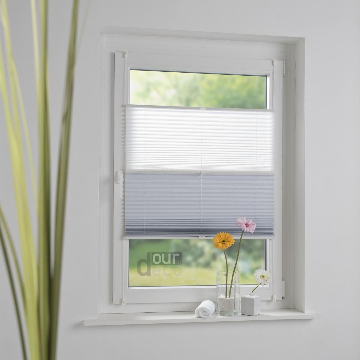 Klemmfix Plissee Day & Night verspannt 40 x 130 cm weiß/weiß