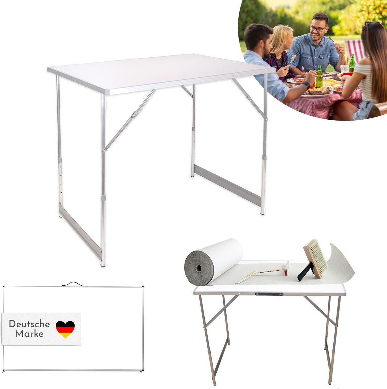 3-teilige Mehrzwecktische für Flohmarkt und Arbeit, höhenverstellbar