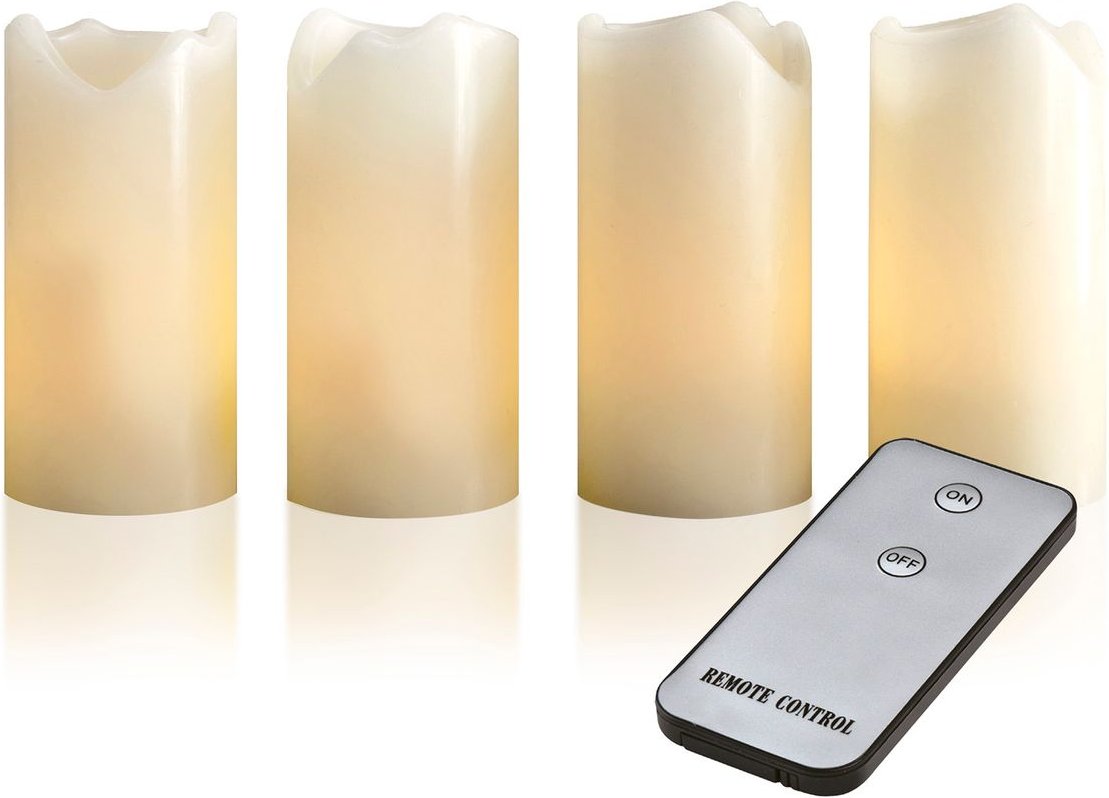 X4-LIFE LED Echtwachskerzen medium 4er Set inkl. Fernbedienung