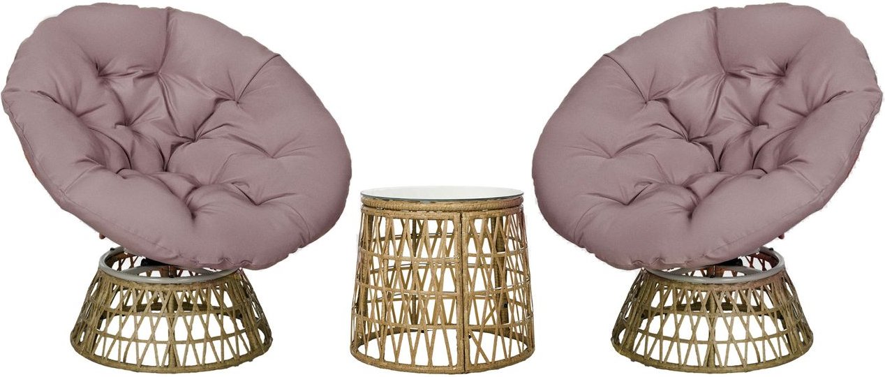 Outsunny Gartenmöbel-Set 3-tlg., Bistro-Set inkl. Couchtisch, 2 Stühle, Gelb