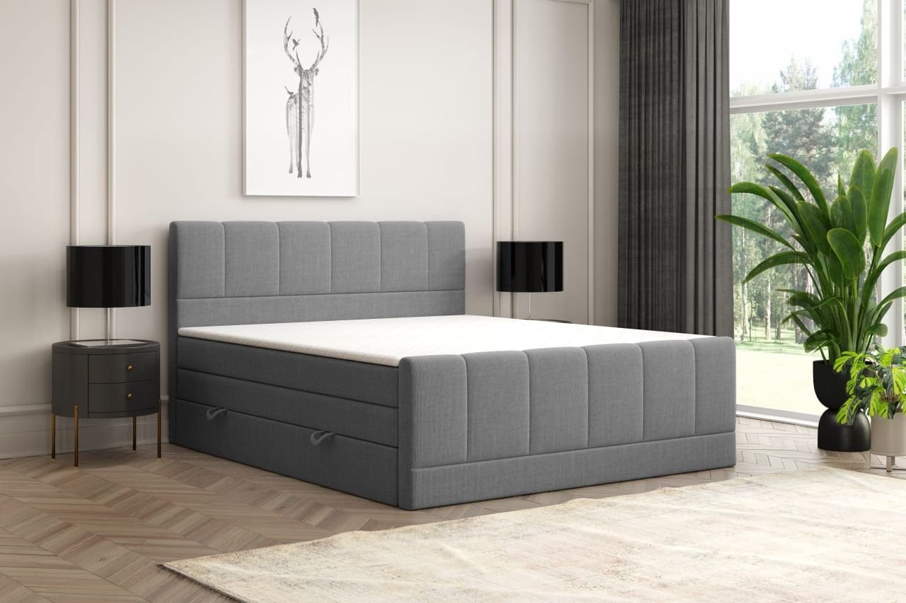 Boxspringbett Dublin mit Bettkasten Taschenfederkern 180x200cm Anthrazit