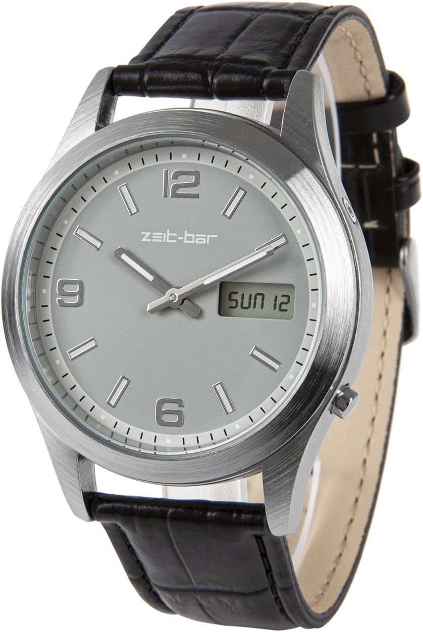 Funk-Armbanduhr mit Datums- und Wochentagsanzeige, Leuchtzeiger